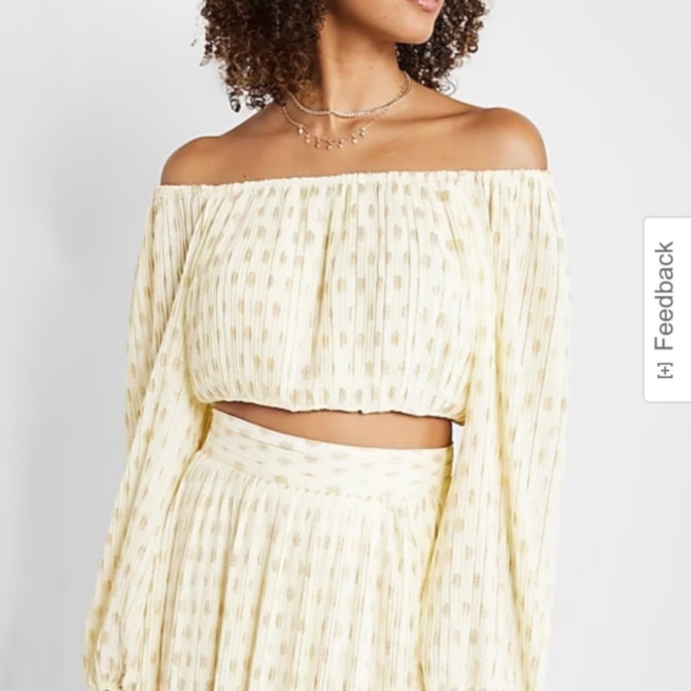 Cream and Gold off shoulder Peasant top